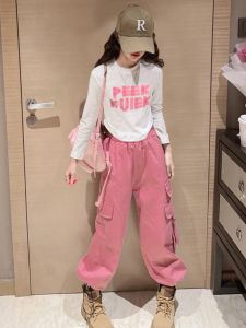 Girls Slim Fit Jazz Dance Base Shirt Long Sleeve Short Style Spring Autumn White T-Shirt Childrens Fashion Korean Style Top