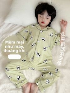 MiiOW | Bộ đồ ngủ cotton nguyên chất cho bé trai MiiOW mùa hè 2025 Áo thun cotton thoáng khí quần dài không dính mồ hôi cho bé trai mặc ở nhà