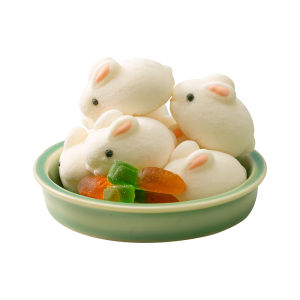 3D White Rabbit Cotton Candy Baking Shape Rabbit Cake Cute Decoration Soft Candy Childrens Candy Cartoon HOLEYWOOD Brand