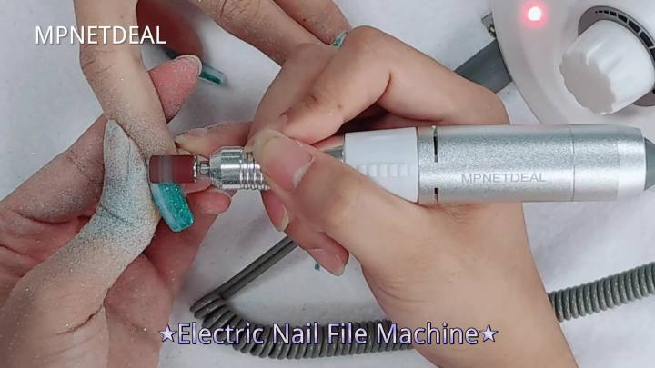 Electric Nail Drill File Professional E-File 30000RPM Tools for Acrylics Nails Natural Nails with Foot Pedal Ideal for Hands and Feet at Home use Nail Salon (White)
