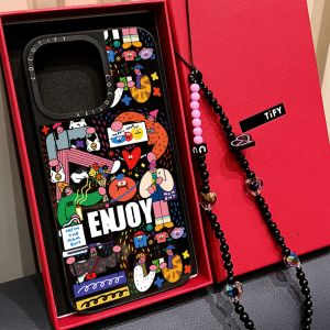 ENOUY Graffiti Happiness Catcher Magnetic Mirror Phone Case for Apple 15Promax iPhone 14Pro Protective Cover 16 Customizable