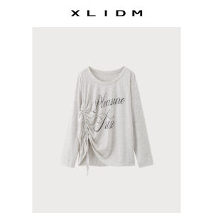 Nude-feel Lightweight Breathable Loose-fit T-shirt Long-sleeve Crew-neck