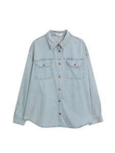 ทันสมัย Vintage ขาดๆ ยับๆ เสื้อเชิ้ตเดนิม ผู้หญิง ฤดูใบไม้ผลิ ฤดูใบไม้ร่วง Longgar ลำลอง พรางหุ่น หลากหลาย เสื้อ สไตล์เกาหลี เดินทาง