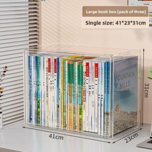 MEIZHUFU | Transparent Large Capacity Book Storage Box