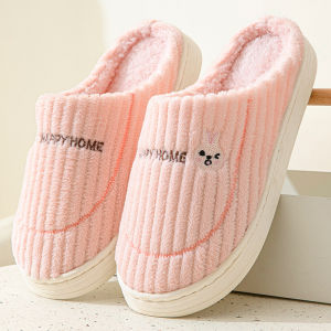 Couples Cotton Slippers Mens Winter Indoor Home Anti-slip Thick Bottom Plush Warm Womens Slip-On Shoes Home Comfortable