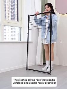 Indoor SimpleClothes hanger | Home Drying Rack | Balcony Drying Rack | Floor Folding Hanging Rack Ampaian Baju