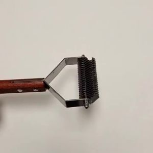 Stainless Steel Pet Knotting Comb Double-side Dog Hair Remover Wooden Handle Pet Deshedding Brush for Dogs Cats Dog Accessories