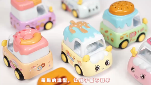 รถโลหะผสมแบบดึงกลับลายการ์ตูนสำหรับเด็ก ของเล่นรถโลหะเบอร์เกอร์อาหารขนาดเล็ก ของเล่นรถแบบโต้ตอบสำหรับพ่อแม่และลูก