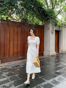 Elegant Summer Long Dress High Waist A-Line Skirt Tea Break Slimming Ankle-Length French Style for Taller Women