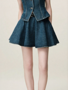 AIVEI | Slim Fit Denim Umbrella Skirt