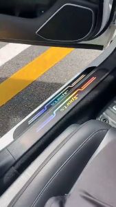 4pcs Sticker Pelindung Sill Plate Stiker Pelindung Pijakan Lantai Pintu Mobil stiker laser Car