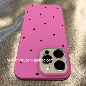 Korean Style Pure Color Polka Dot Phone Case for 17 pro Max 16 pro Max Womens Model Customizable Luxury Minimalist Design