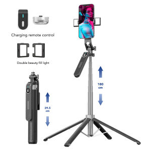 Anti-shake Selfie Stick Tripod Quadripod with Balance Handle & Bluetooth Shutter 1.6m Extendable Cell Phone Tripod Stand 360° Rotation Overhead Tripod Stabilizer For Gopro Cameras Smartphones