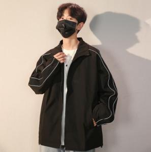 Campout】เสื้อแจ็คเก็ตคอตั้งสำหรับผู้ชายใหม่ชุดเดรสเสื้อยอดนิยมเสื้อคาร์ดิแกนมีซิปเสื้อแจ็กเก็ตแบบมีปกลำลอง