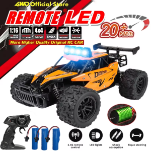 Remote Control Car RC Drift Racing 1:16 Vehicle Off Road Alloy 2.4G Radio High-Speed Trucks With LED Light Climbing Gift Kid Toy