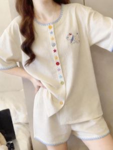 Japanese Cartoon Sweet Style Bra Pad Sleepwear Summer Outwear Set
