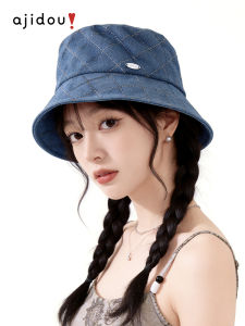 ajidou | Mũ Nón Đan Nữ Jeans Twill Thiết Kế Retro Trang Trí Kim Cương