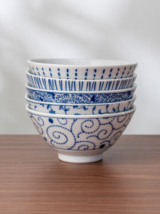 Mino Yaki | Japanese Underglaze Colored Ceramic Microwave Safe Bowl