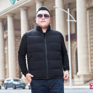 Plus Size Mens down Cotton Vest Extra Large Vest Short Fat Guy Stand-up Collar Waistcoat Autumn and Winter Plus-Size Waistcoat