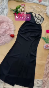 MYDU SHOP | MS 2367 – ĐẦM DẠ HỘI THUN UMI SÁT NÁCH LƯỚI NGỰC KẾT HẠT CHÂU XẺ ĐÙI SANG TRỌNG