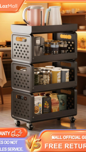 BMZAR Kitchen Cart with Wheels Sturdy Carbon Steel Multi Layer Shelves with Vents for Kitchen Office