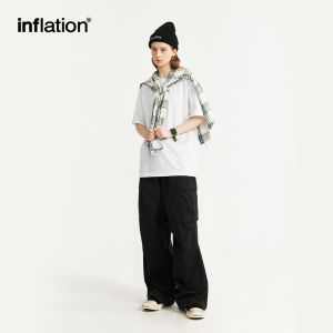 INFLATION brand Cross border Polyester American Fashion Brand T-shirt 2024 Spring/Summer New Product Loose Solid Round Neck Mens Short Sleeves