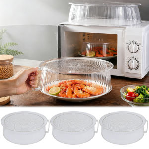 PC Microwave Oven Cover with Handle Heat Resistant Splatter Guard Lid Transparent Plate Dish Shield for Kitchen Fridge & BBQ Fly Proof Cover