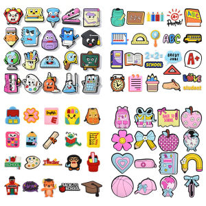 16-23Pcs School Notes Shoe Charm for Crocs Book Pencil Badge clog Sandals shoes Accessories Buckle Decoration Boy Girl Gifts