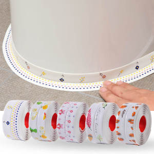 Waterproof Toilet Seat Sticker Mold Proof Bathroom Decorative Self Adhesive Toilet Base Edge Gap Cover Plant Floral Pattern