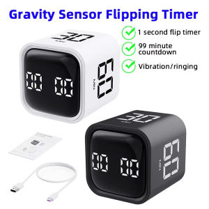 Productivity Timer Flip Gravity Sensor Cube Timer Countdown & Countup 5/10/30/60min & Custom Timing for LearningKitchen Cooking