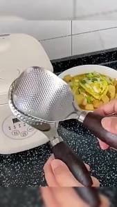 ZEO Non-stick Rice Spoon Stainless Steel Comfortable Wooden Handle Big Rice Paddle Dinner Utensils