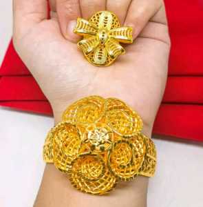 SATU SET KENDARI GELANG + CINCIN PERHIASAN DUBAI TERBARU