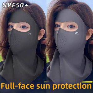 Full Face UV Protection Mask Breathable Ice Silk Sunscreen Face Cover for Women Neck Protection Cycling Driving Outdoor Activities UPF50+