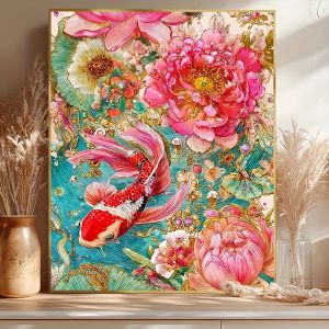 Kayou | Acrylic Paint By Numbers Floral Koi Pattern Painting By Numbers on Canvas Coloring By Number for Adults Paint Digital Art