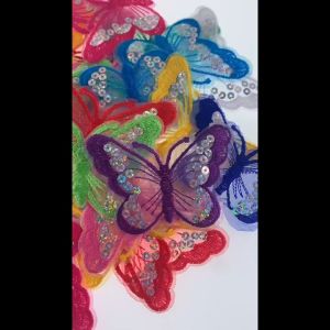 1pc Mixing Sequins Patch Embroidered Butterfly Iron On Patches For Clothing Badge Sticker Apparel Accessories刺绣蝴蝶(4007L)