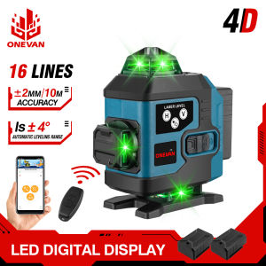 ONEVAN 16 Lines 4D Laser Level Green Line Self-Leveling 360 Horizontal & Vertical Powerful Laser Level Green Beam Laser Level With Slash function