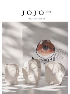 Nordic Style Ceramic Flower Vase Simple Modern Face Home Decorative Item JOJOS L. PD.Brook. Tabletop Ornament for Living Room