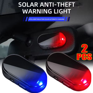 2PCS Car Fake Security Light Solar Powered Universal Warning LED Light Alarm Lamp Anti-Theft Caution Strobe Signal Security System
