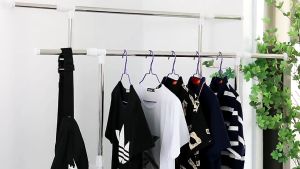 ราวแขวนผ้าสเตนเลส ขนาด 150x43x160 ซม. ราวตากผ้าสีขาว