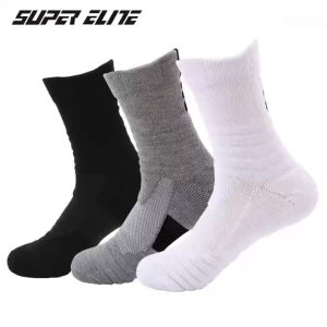 Mens mid-tube sports running outdoor elite sweat-absorbent non-slip basketball socks