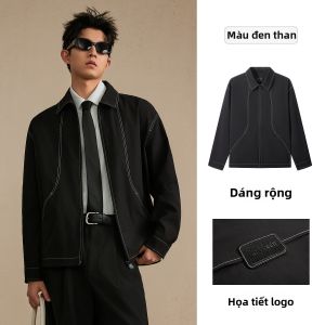 Cabbeen | Áo Khoác American Vintage Viền Đối Chiếu Màu