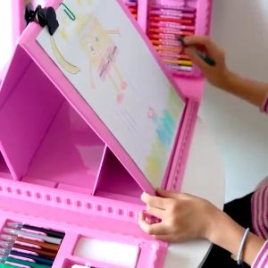 SHENAR (COD) Crayon Art Set 208 Pensil Warna Crayon / 208Pcs Set Mewarnai Set /Pensil crayon (Alat Menggambar atau Mewarnai) Crayon Cat Air Pensil