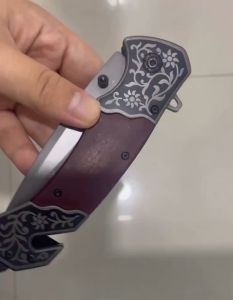 Browning มีดพับพกพาสวยแบบย้อนยุค มีดเดินป่าตัดทุเรียน มีที่หนีบกระเป๋า ยาว23ซม. สแตนเลส แข็งแรง ทนทาน Retro 59HRC Multi-function vintage folding Tactical Survival Knives Hun