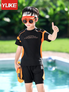 Childrens Two-Piece Swimming Suits Boys Sun Protection Swimwear Set Teenage Middle Large Childrens Swimming Trunks Equipment