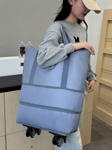 Travel Bag with Pulley Swivel Wheels Large Capacity Hand-Carrying Short Travel Travel Womens Maternity Lightweight Storage Luggage Bag
