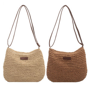 5TH Women Straw Crossbody Bag Large Capacity Hollow Weaving Satchel Bag Adjustable Strap Crochet Hobo Bag Female Woven Bag