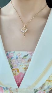 Kalung Titanium Belerina Cantik Rosegold Premium Elegan Fashion Korea Anti Karat Terbaru