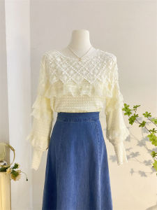 เสื้อเชิ้ตคอโปโลลูกไม้แขนโคมไฟสำหรับผู้หญิงฤดูใบไม้ผลิ 2025 ดีไซน์ใหม่ เสื้อเชิ้ตผู้หญิงแขนยาวทรงตรง สีพื้น