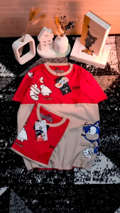 Kaos Anak Perempuan / Pakaian Anak Laki Laki Sonic / Baju Anak Anak 3 Sampai 10 Tahun / Kaos Anak Laki Laki Red Gradasi Cream