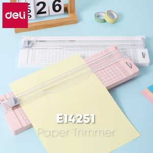 Deli Small Paper Trimmer Portable/ Pemotong Kertas Kecil A4 A5 Trimmer Photo Cutter Mat 14251 - Merah Muda